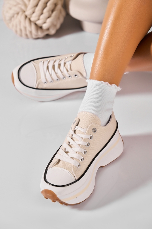 Sneakersi dama Textil Bej Joline - Img 3
