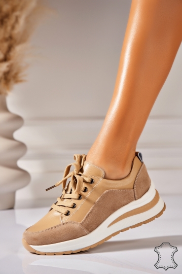 Adidasi Piele Naturala Bej Kynlei