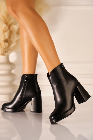 Botine dama Imblanite Negre din Piele Ecologica Gineva