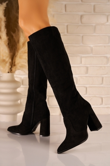 Cizme Dama Imblanite Negre din Piele Ecologica Intoarsa Helaina