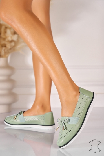 Mocasini dama Piele Naturala Verzi Nerissa