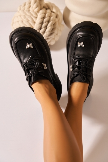 Pantofi dama casual Negri din Piele Ecologica Delsa