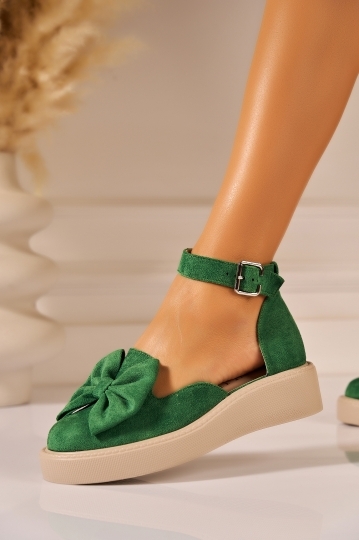 Pantofi dama casual Verzi din Piele Ecologica Intoarsa Sehna