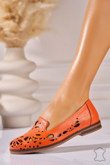 Balerini Damǎ Piele Naturala Portocaliu Nathaly