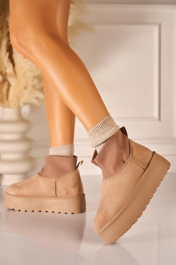 Cizme Dama Imblanite Kaki din Piele Ecologica Intoarsa Denisse