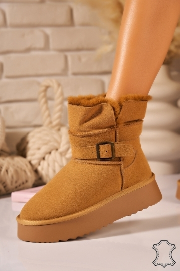 Cizme Piele Naturala Intoarsa dama Camel Koah