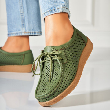 Mocasini dama Piele Naturala Verzi Jyana