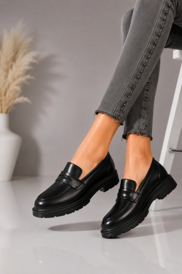Pantofi dama casual Negri din Piele Ecologica Seena