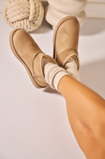 Cizme Dama Imblanite Kaki din Piele Ecologica Intoarsa Keona