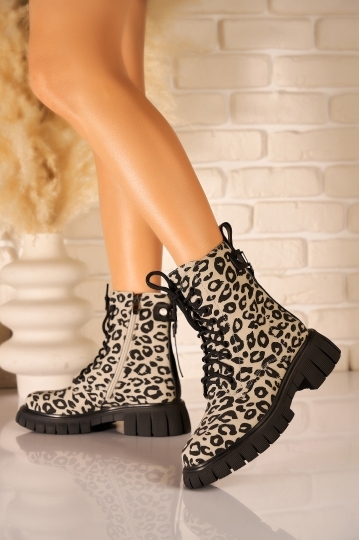 Ghete Dama Imblanite Negre din Piele Ecologica Intoarsa Louella