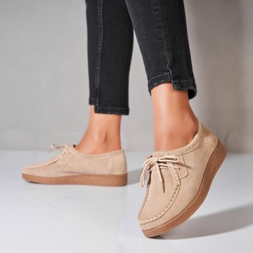 Mocasini dama Piele Naturala Intoarsa Bej Harla2