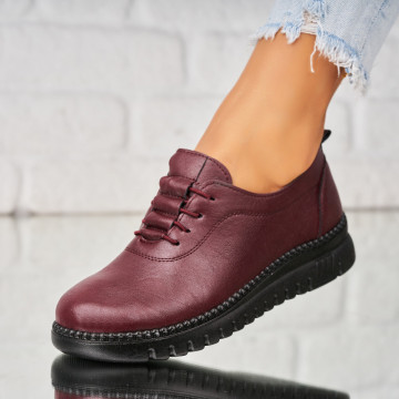 Pantofi dama casual Bordo din Piele Ecologica Analia