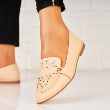 Pantofi dama casual Crem din Piele Ecologica Zalah