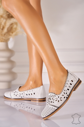 Balerini Damǎ Piele Naturala Alb Giulia