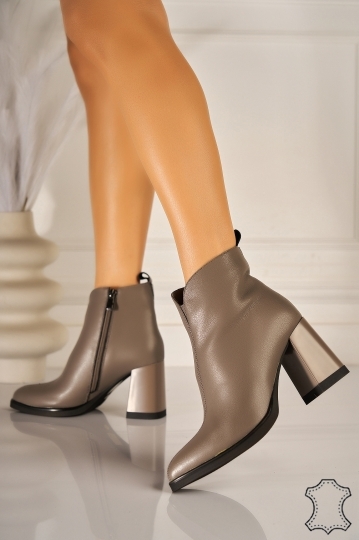 Botine Damǎ Piele Naturala Gri Kvary