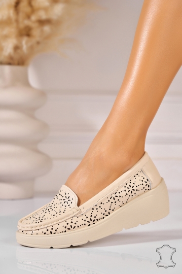 Mocasini dama Piele Naturala Bej Casiane