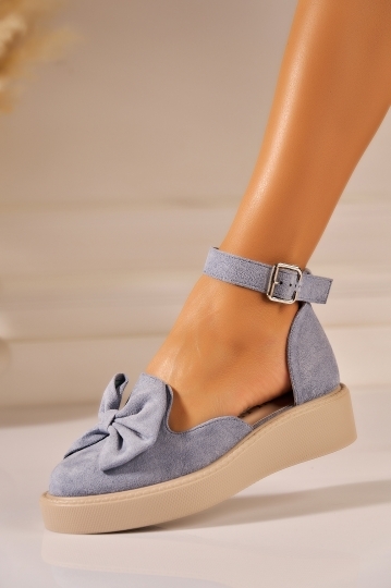 Pantofi dama casual Albastri din Piele Ecologica Intoarsa Sehna