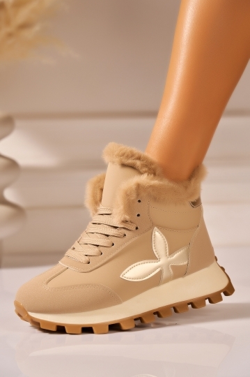 Ghete Dama Imblanite Kaki din Piele Ecologica Wrya