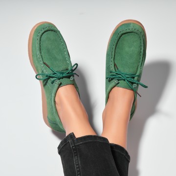 Mocasini dama Piele Naturala Intoarsa Verzi Harla2