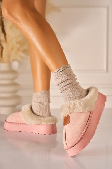 Papuci Îmblăniți Piele Ecologica Intoarsa Roz Phayth