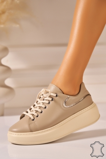 Adidasi Piele Naturala Kaki Auryn