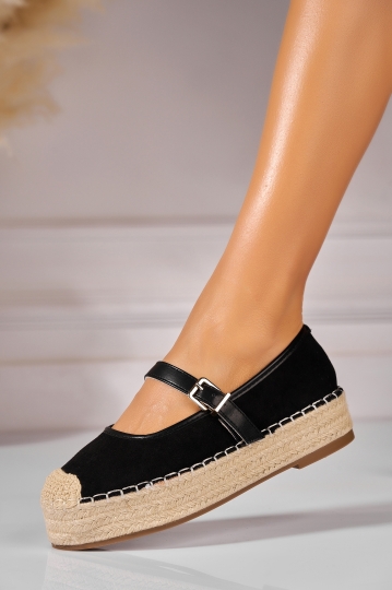 Espadrile dama Negre din Piele Ecologica Intoarsa Darcey