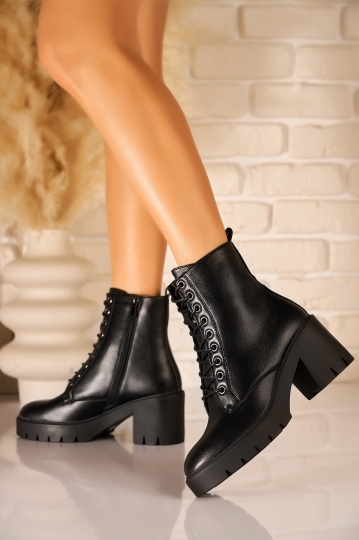 Ghete Dama Imblanite Negre din Piele Ecologica Isobella