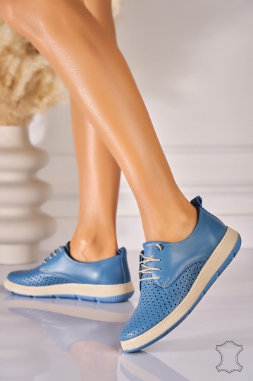 Mocasini dama Piele Naturala Albastri Mazikeen