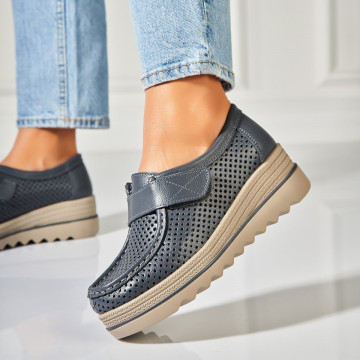 Mocasini dama Piele Naturala Gri Kya