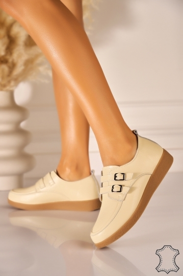 Mocasini dama Piele Naturala Bej Vaeda