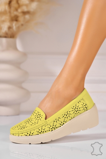 Mocasini dama Piele Naturala Galbeni Casiane