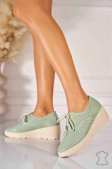 Mocasini dama Piele Naturala Verzi Kerensa