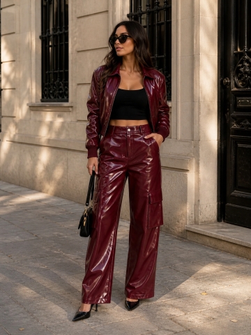 Pantaloni Damă Bordo Leona