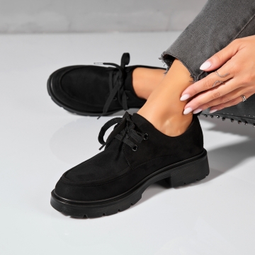 Pantofi dama casual Negri din Piele Ecologica Intoarsa Dalina2