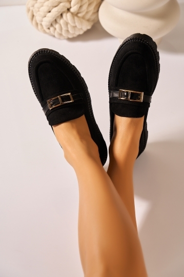 Pantofi dama casual Negri din Piele Ecologica Intoarsa Rylyn