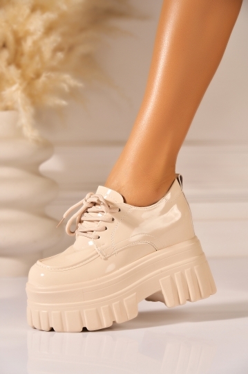 Pantofi dama cu platforma Bej din Piele Ecologica Lacuita Cashlyn2