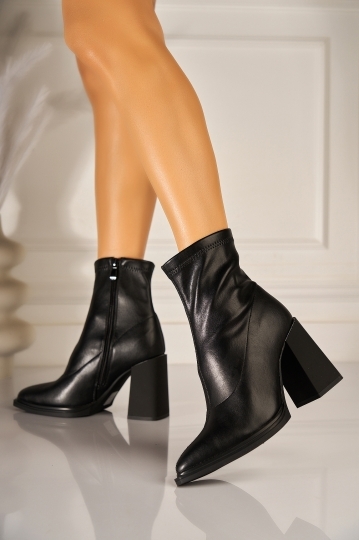 Botine dama Elegante Negre din Piele Ecologica Venar2