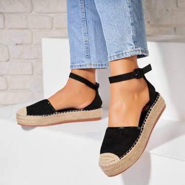 Espadrile dama Negre din Piele Ecologica Intoarsa Wendy