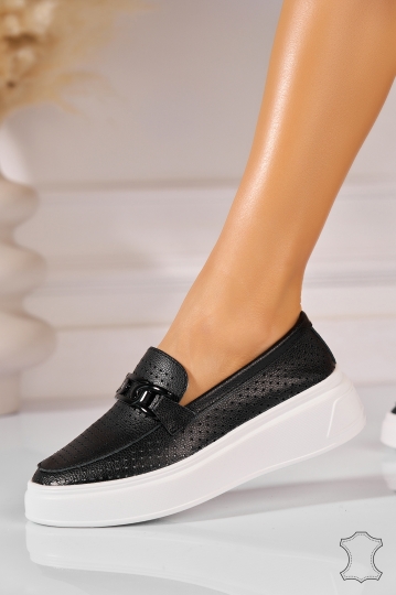 Mocasini dama Piele Naturala Negri Aletta