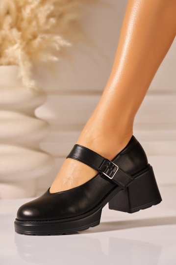 Pantofi dama cu platforma Negri din Piele Ecologica Anwen