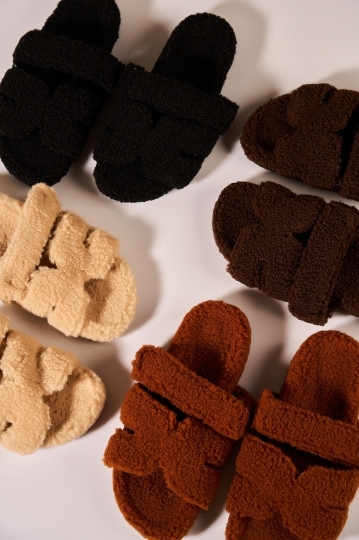 Papuci Dama Îmblăniți Textil Maro Daria