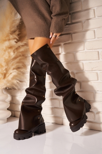 Cizme Dama Imblanite Maro din Piele Ecologica Maiya2