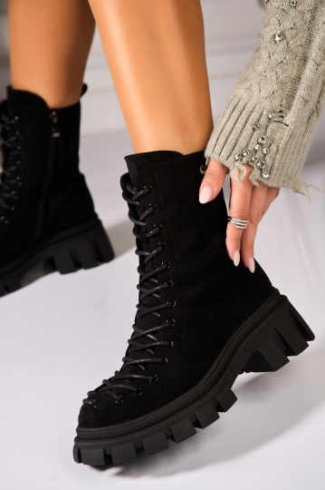 Ghete Dama Imblanite Negre din Piele Ecologica Intoarsa Zera2