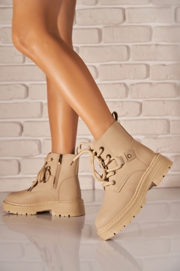 Ghete Dama Toamna Bej din Piele Ecologica Moksha