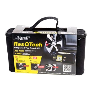 Kit reparatie anvelopa vehicule de pasageri si SUV ResQ Tech Tire Repair, kit Premium compresor cu solutie etansare