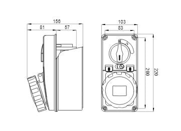 Priză Industrială Fixă cu Interblocaj 3P+E, 32A, IP67, 200-250V, 9H – Siguranță și Performanță în Medii Industriale - 1 | YEO