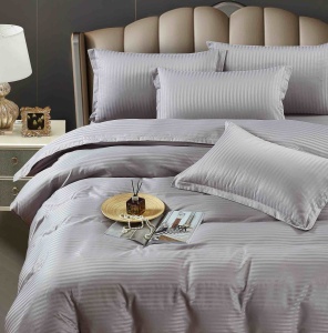 Lenjerie de Pat Gri Damasc Jojo Home – 6 Piese Bumbac Premium 230x250 cm - Img 1