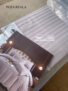 Lenjerie de Pat Gri Damasc Jojo Home – 6 Piese Bumbac Premium 230x250 cm - Img 3