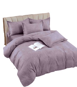 Lenjerie de Pat Mov cu Flori – 6 Piese Bumbac Finet Premium, Cearșaf 230x250 cm, Husă cu Fermoar, Fețe Pernă 70x70 și 55x80 cm - Img 2