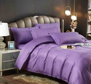 Lenjerie de Pat Mov Damasc Jojo Home – 6 Piese Bumbac Premium 230x250 cm - Img 2